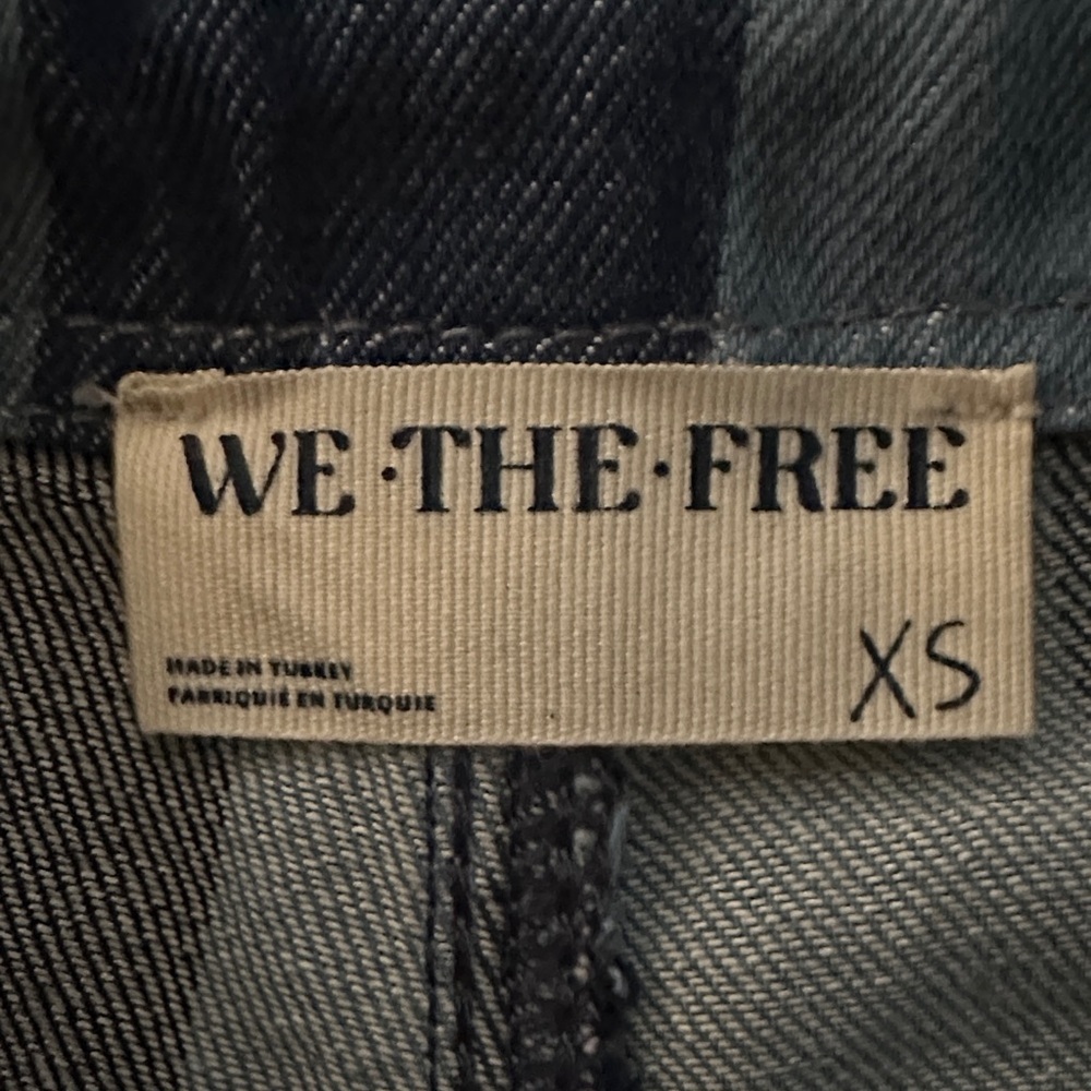 We the Free Cove Crop Pull on Floral Blue Striped Jeans size XS 100% cotton - Picture 6 of 10